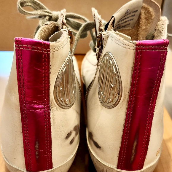 GOLDEN GOOSE FRANCY CLASSIC  HIGH TOP SIZE 8  WHITE/LAVENDER/FUXIA - Picture 9 of 16